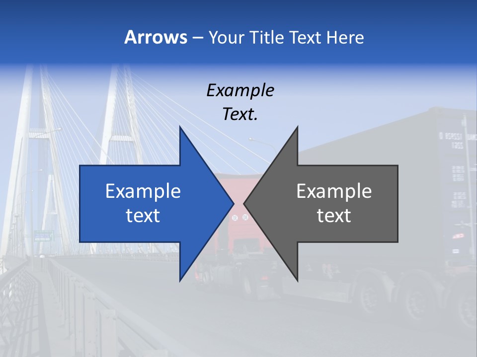 Blue-Red Truck Driving On Cable-Braced Bridge PowerPoint Template