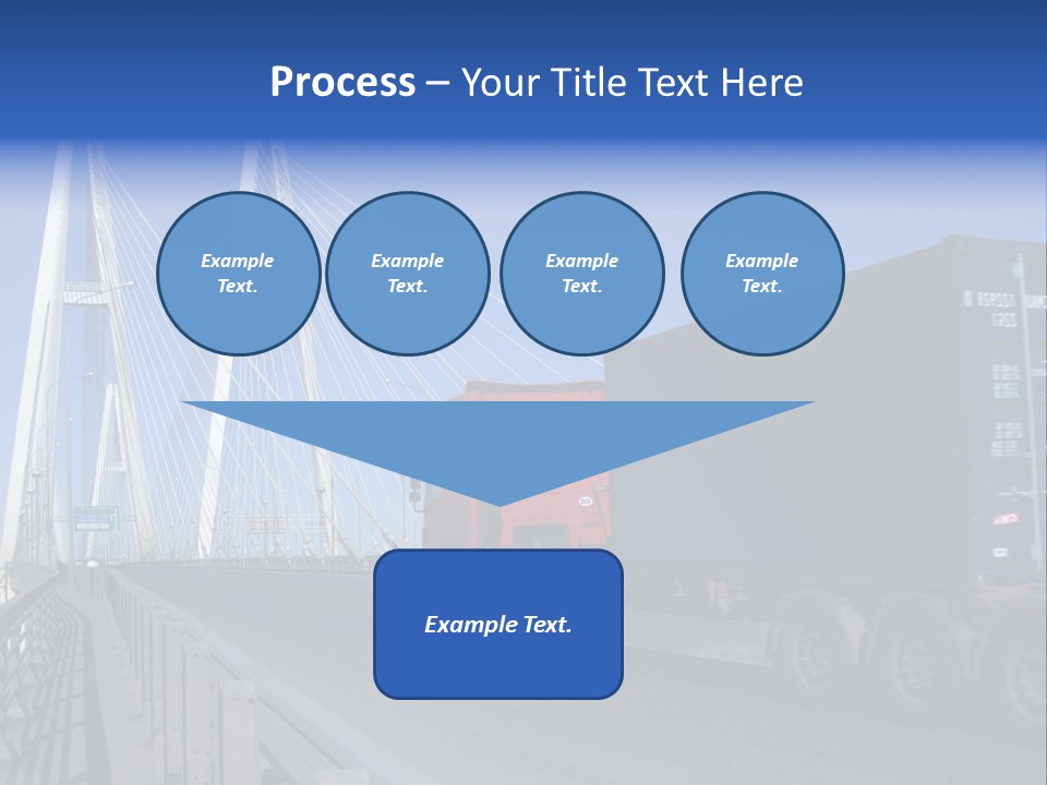 Blue-Red Truck Driving On Cable-Braced Bridge PowerPoint Template