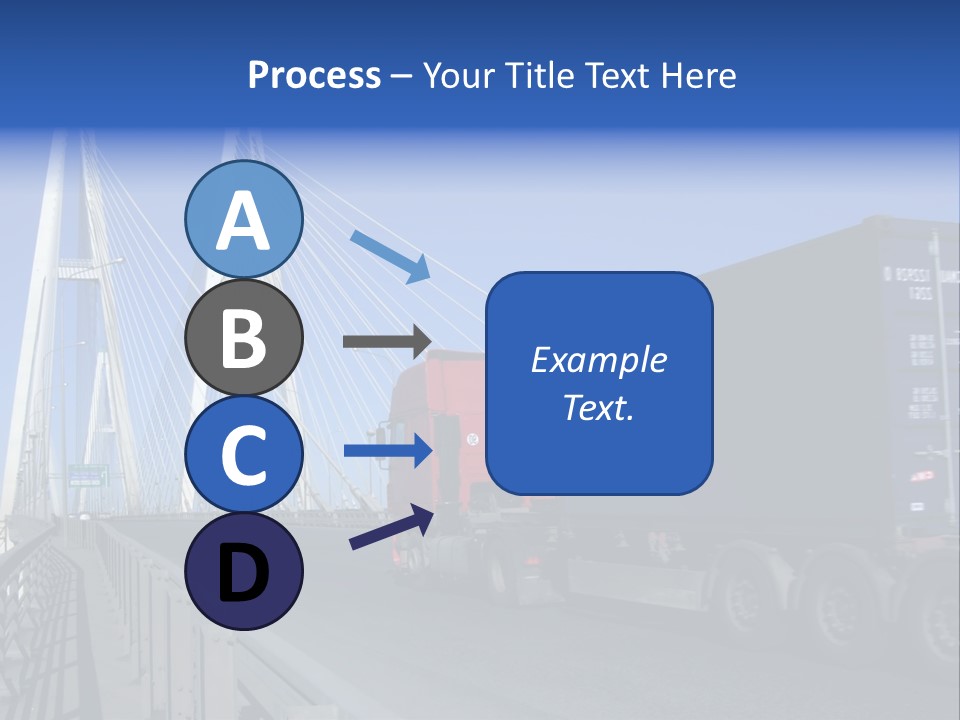 Blue-Red Truck Driving On Cable-Braced Bridge PowerPoint Template
