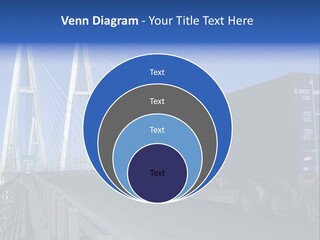 Blue-Red Truck Driving On Cable-Braced Bridge PowerPoint Template