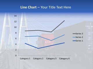 Blue-Red Truck Driving On Cable-Braced Bridge PowerPoint Template