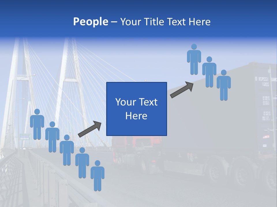 Blue-Red Truck Driving On Cable-Braced Bridge PowerPoint Template
