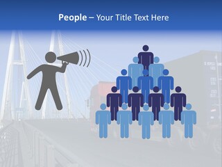 Blue-Red Truck Driving On Cable-Braced Bridge PowerPoint Template