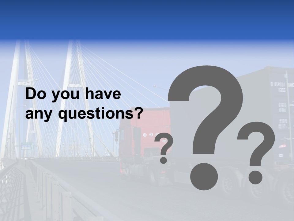 Blue-Red Truck Driving On Cable-Braced Bridge PowerPoint Template