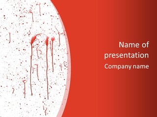 Splattered Blood Pattern With Drips Isolated On A White Background PowerPoint Template