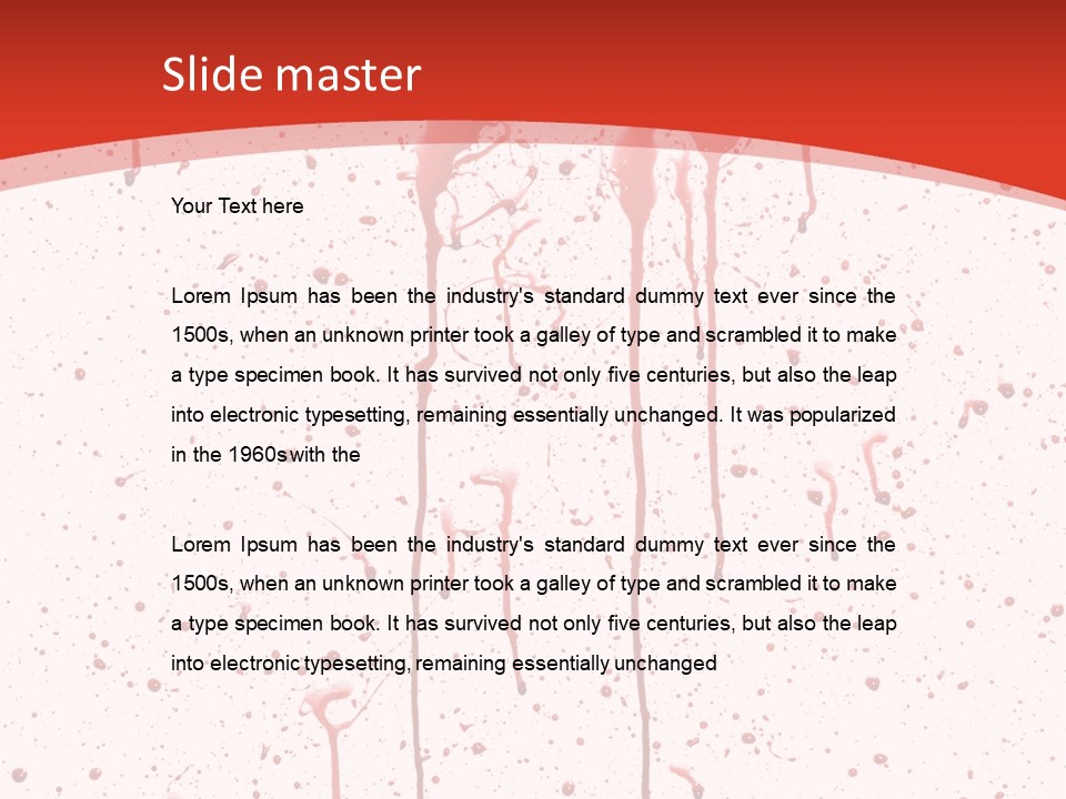 Splattered Blood Pattern With Drips Isolated On A White Background PowerPoint Template