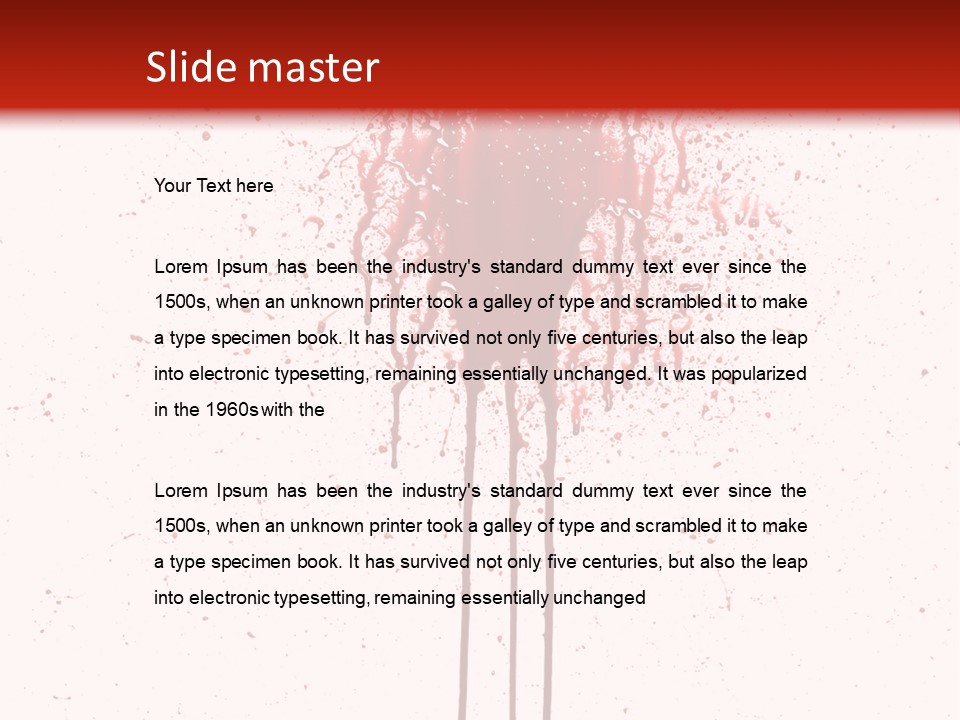 Splattered Blood Pattern With Drips Isolated On A White Background PowerPoint Template