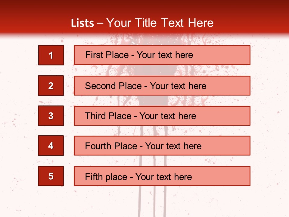 Splattered Blood Pattern With Drips Isolated On A White Background PowerPoint Template