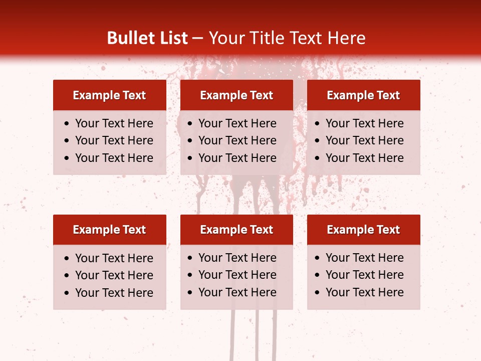 Splattered Blood Pattern With Drips Isolated On A White Background PowerPoint Template