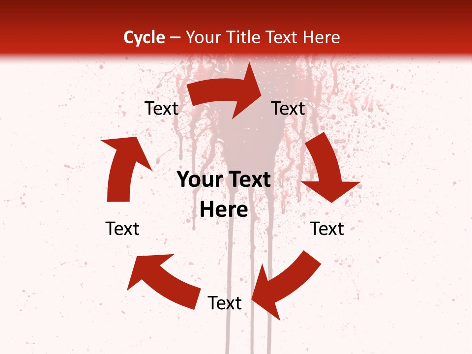 Splattered Blood Pattern With Drips Isolated On A White Background PowerPoint Template