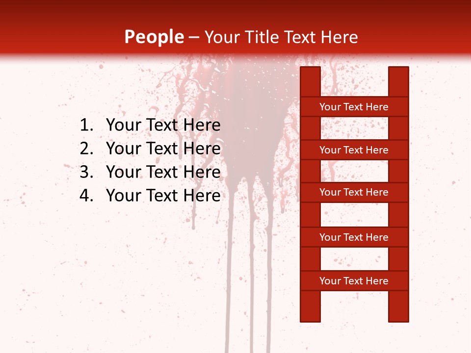 Splattered Blood Pattern With Drips Isolated On A White Background PowerPoint Template