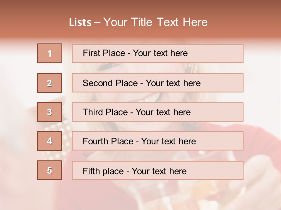 A Woman Is Smiling And Holding A Glass PowerPoint Template