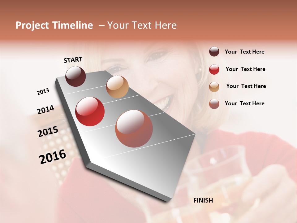 A Woman Is Smiling And Holding A Glass PowerPoint Template