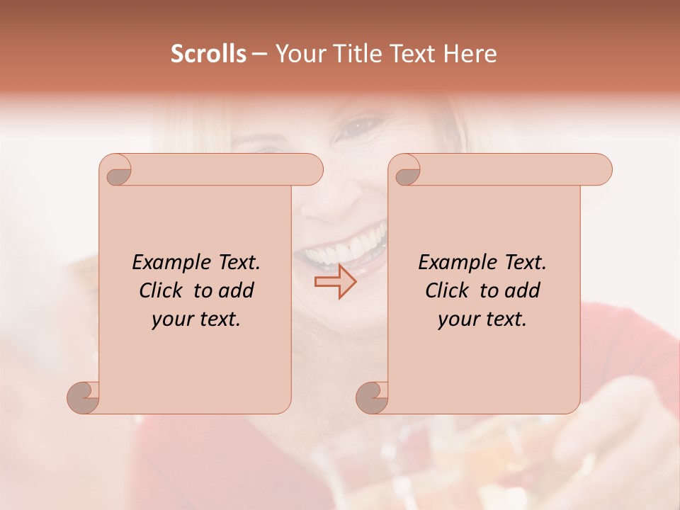 A Woman Is Smiling And Holding A Glass PowerPoint Template