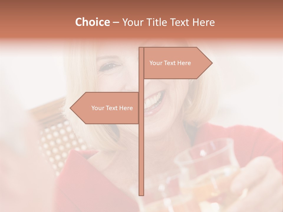 A Woman Is Smiling And Holding A Glass PowerPoint Template