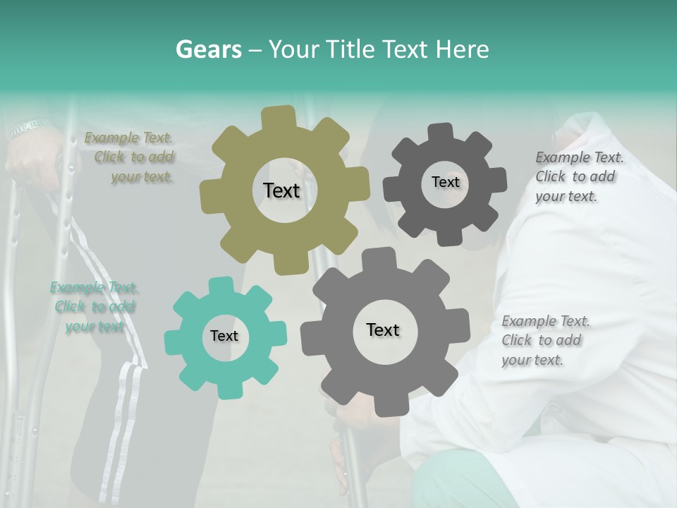 Physical Therapists Adjusts A Patient's Crutches PowerPoint Template