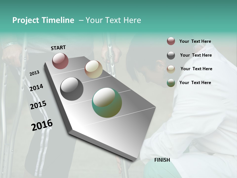 Physical Therapists Adjusts A Patient's Crutches PowerPoint Template