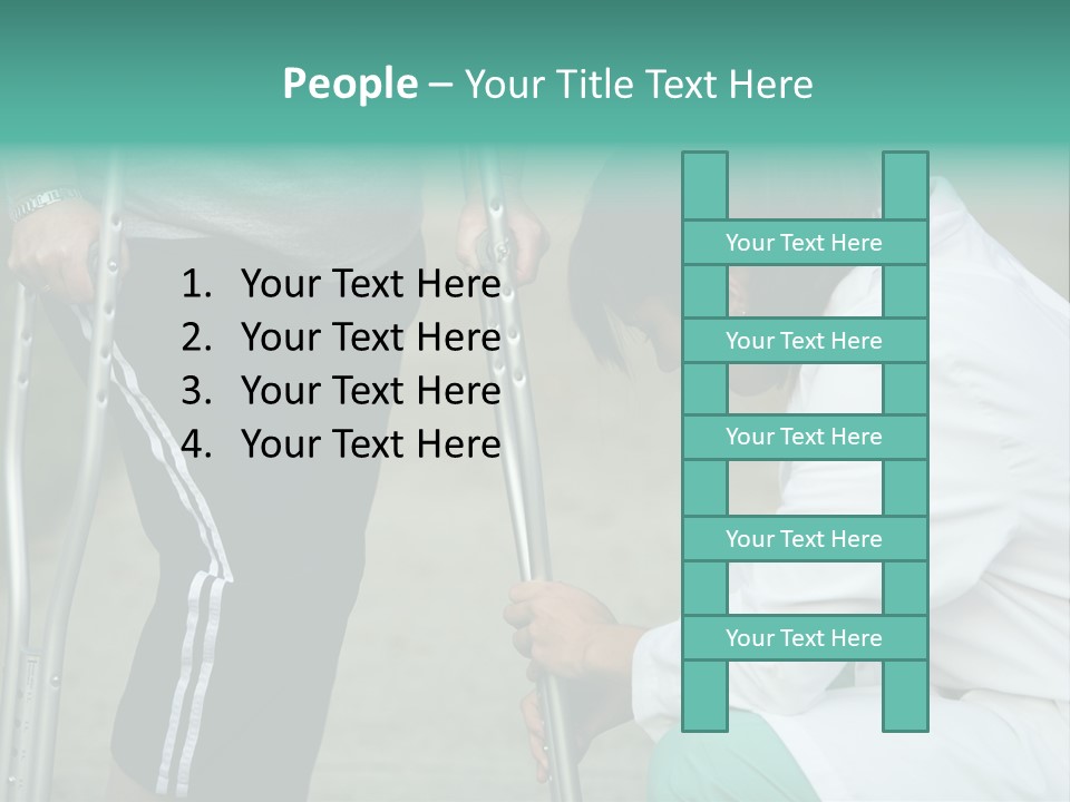Physical Therapists Adjusts A Patient's Crutches PowerPoint Template
