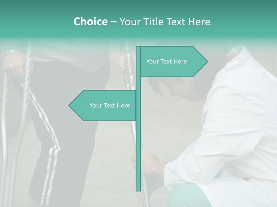 Physical Therapists Adjusts A Patient's Crutches PowerPoint Template