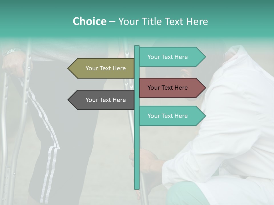 Physical Therapists Adjusts A Patient's Crutches PowerPoint Template