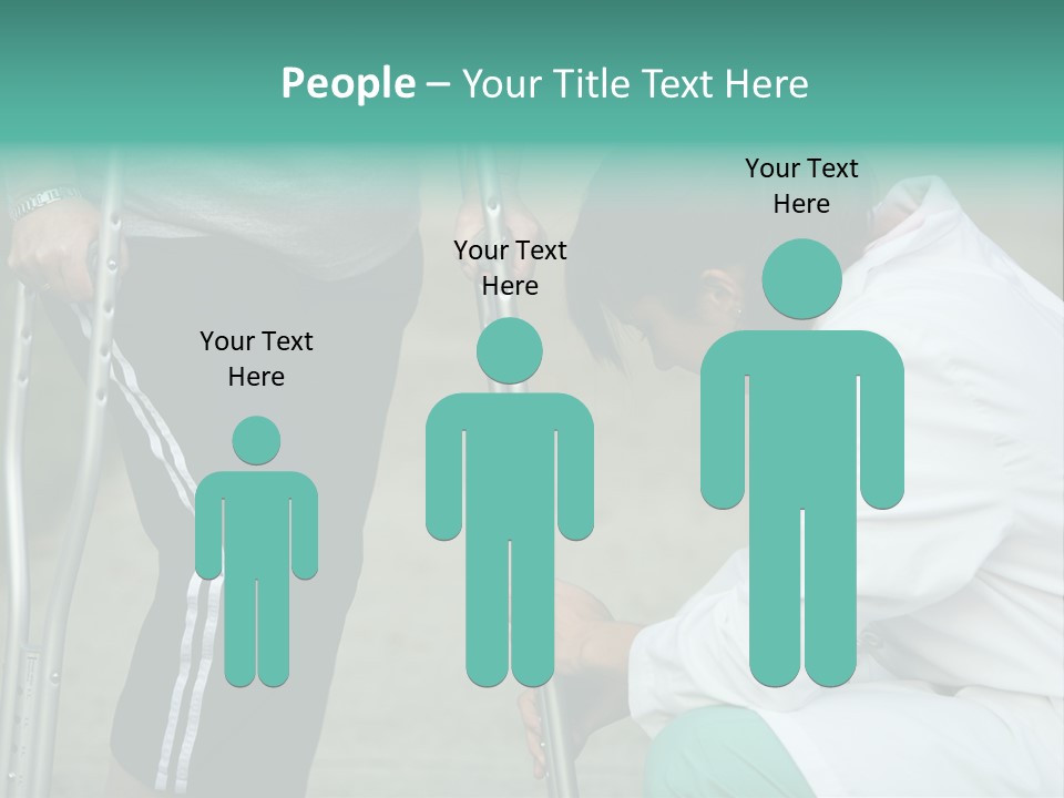Physical Therapists Adjusts A Patient's Crutches PowerPoint Template