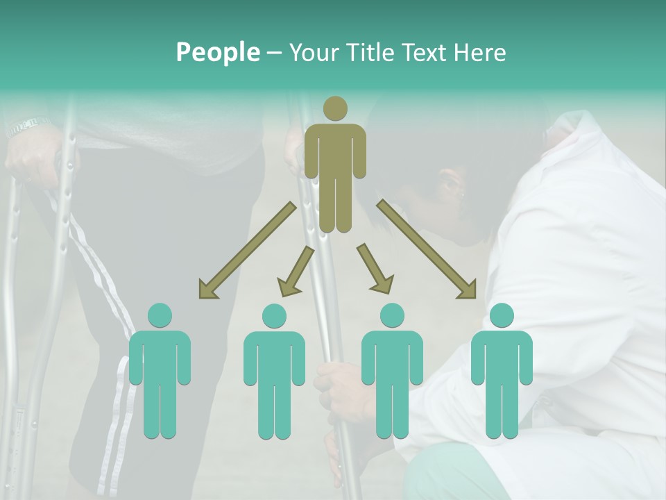 Physical Therapists Adjusts A Patient's Crutches PowerPoint Template