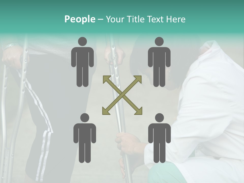 Physical Therapists Adjusts A Patient's Crutches PowerPoint Template