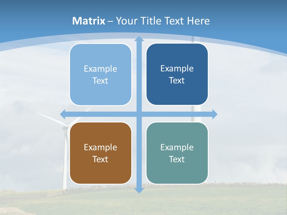 Beautiful Green Meadow With Wind Turbines Generating Electricity PowerPoint Template
