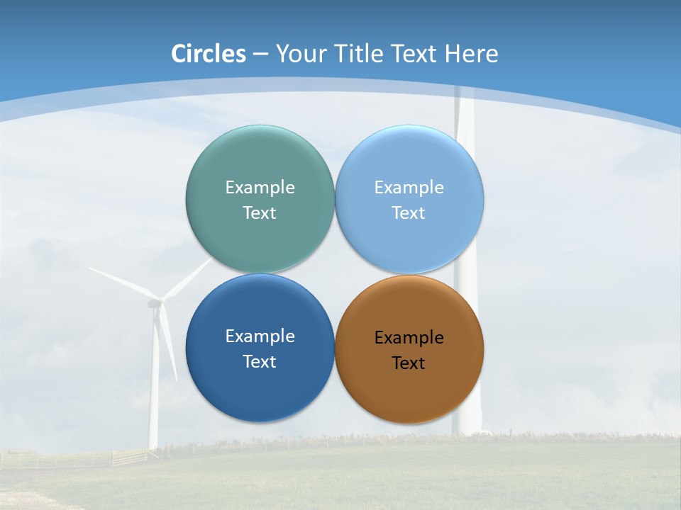 Beautiful Green Meadow With Wind Turbines Generating Electricity PowerPoint Template