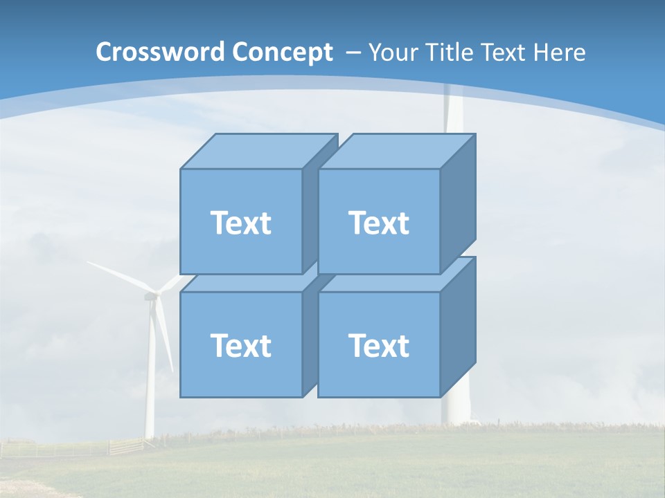 Beautiful Green Meadow With Wind Turbines Generating Electricity PowerPoint Template