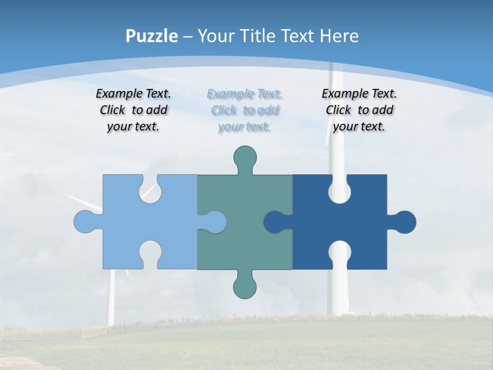 Beautiful Green Meadow With Wind Turbines Generating Electricity PowerPoint Template