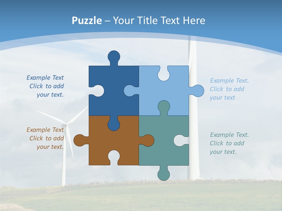 Beautiful Green Meadow With Wind Turbines Generating Electricity PowerPoint Template