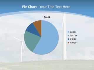 Beautiful Green Meadow With Wind Turbines Generating Electricity PowerPoint Template