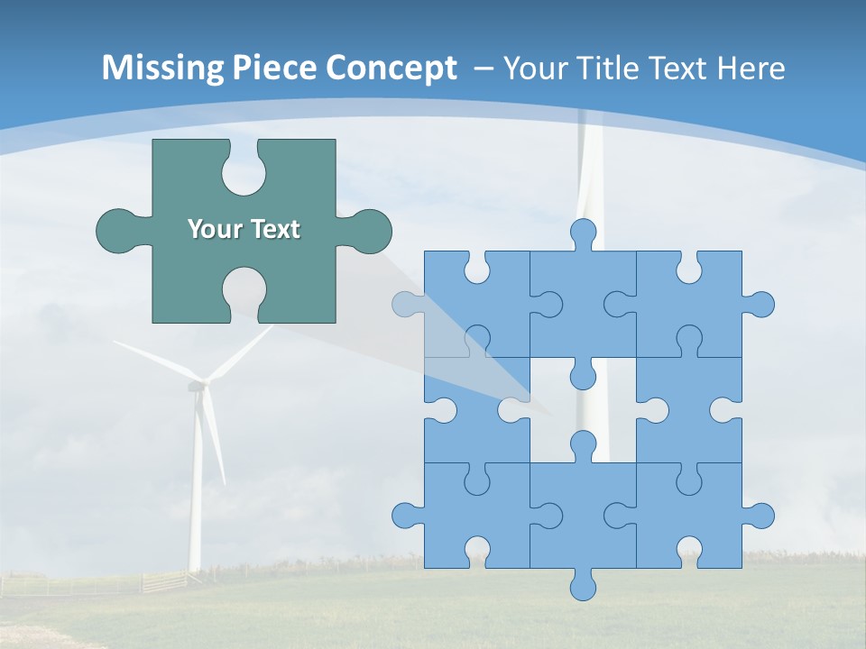 Beautiful Green Meadow With Wind Turbines Generating Electricity PowerPoint Template