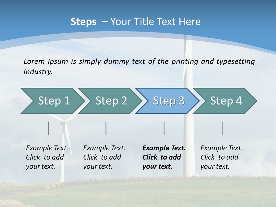 Beautiful Green Meadow With Wind Turbines Generating Electricity PowerPoint Template