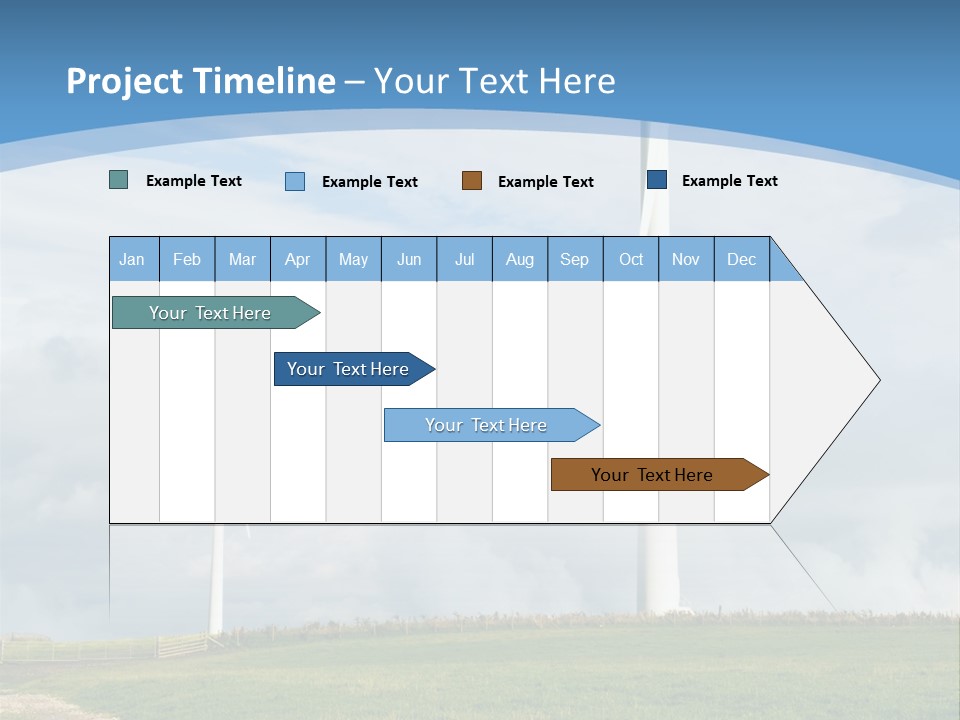 Beautiful Green Meadow With Wind Turbines Generating Electricity PowerPoint Template