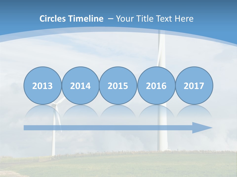 Beautiful Green Meadow With Wind Turbines Generating Electricity PowerPoint Template