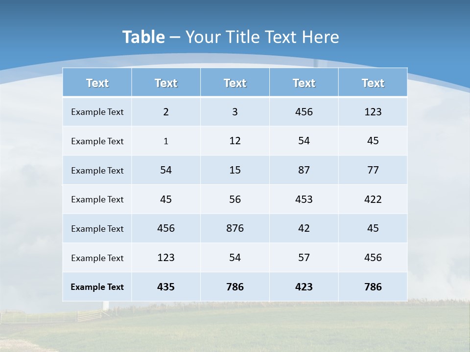 Beautiful Green Meadow With Wind Turbines Generating Electricity PowerPoint Template
