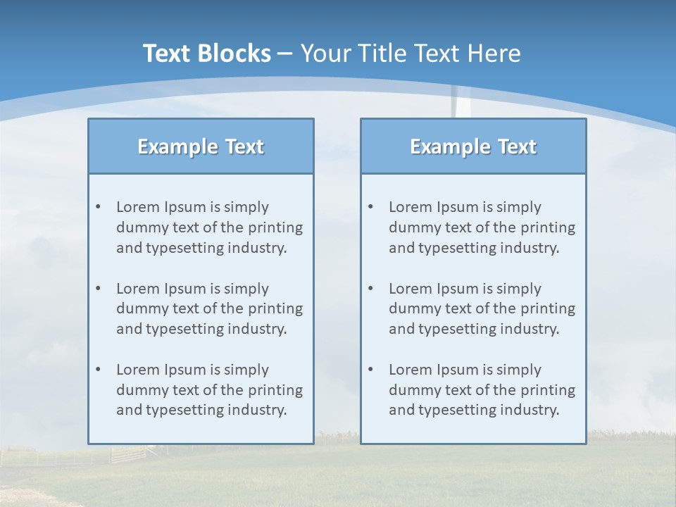 Beautiful Green Meadow With Wind Turbines Generating Electricity PowerPoint Template
