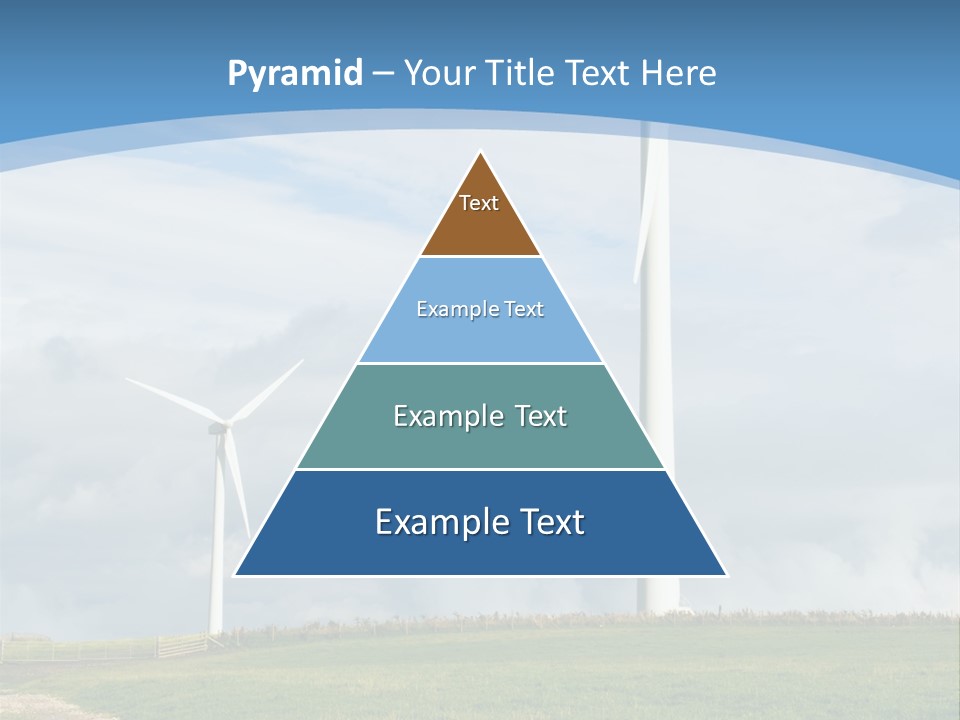 Beautiful Green Meadow With Wind Turbines Generating Electricity PowerPoint Template