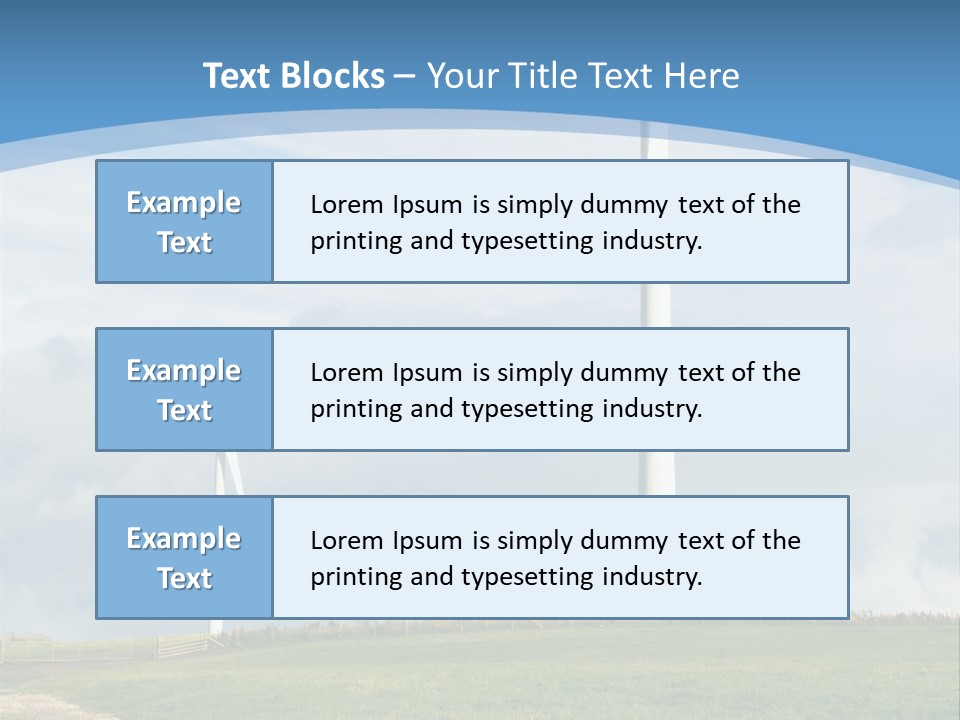 Beautiful Green Meadow With Wind Turbines Generating Electricity PowerPoint Template