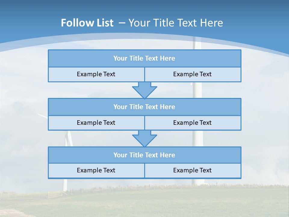 Beautiful Green Meadow With Wind Turbines Generating Electricity PowerPoint Template