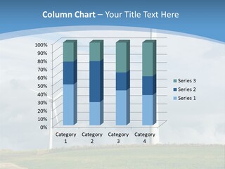 Beautiful Green Meadow With Wind Turbines Generating Electricity PowerPoint Template