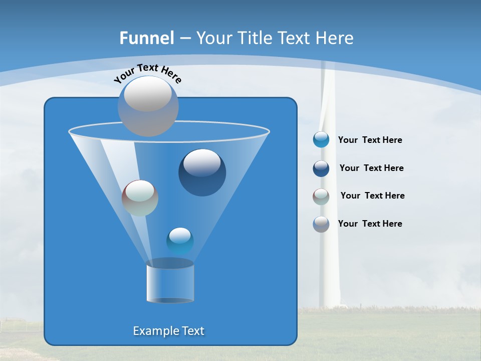Beautiful Green Meadow With Wind Turbines Generating Electricity PowerPoint Template