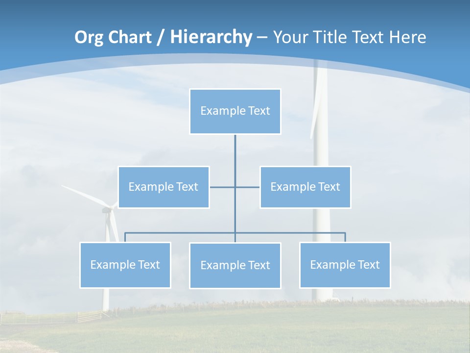 Beautiful Green Meadow With Wind Turbines Generating Electricity PowerPoint Template