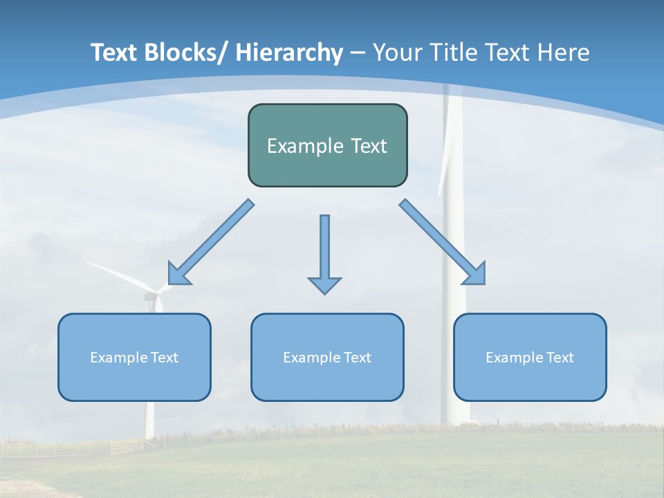 Beautiful Green Meadow With Wind Turbines Generating Electricity PowerPoint Template