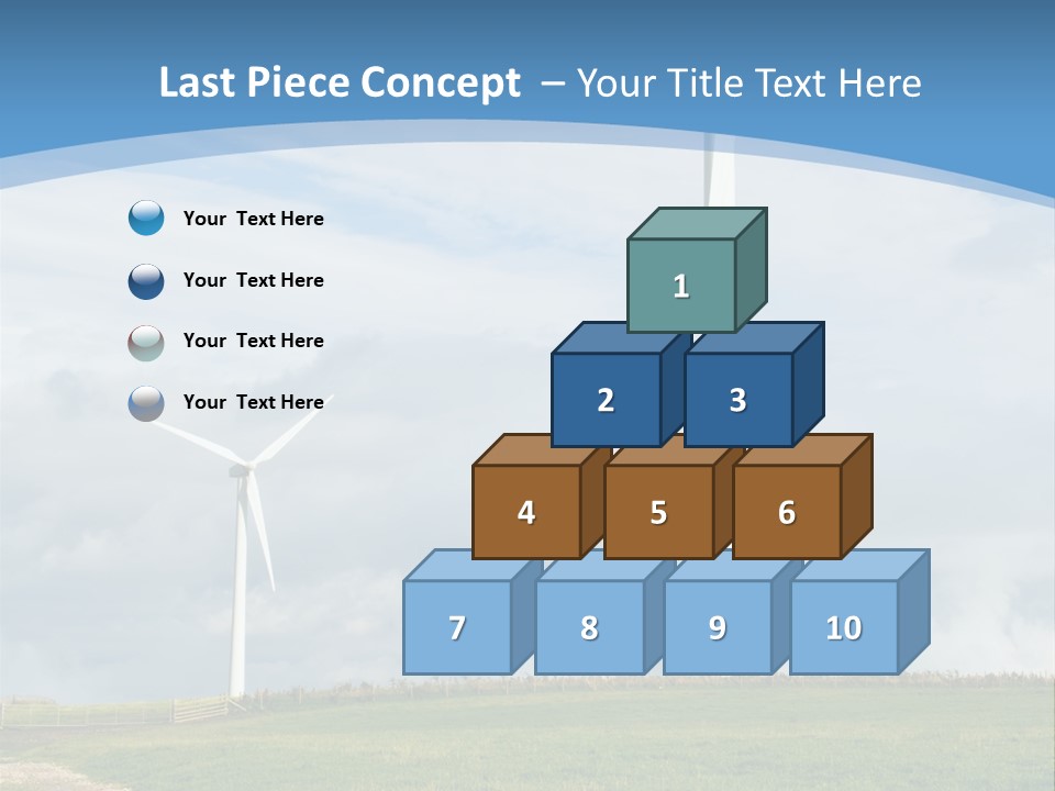 Beautiful Green Meadow With Wind Turbines Generating Electricity PowerPoint Template