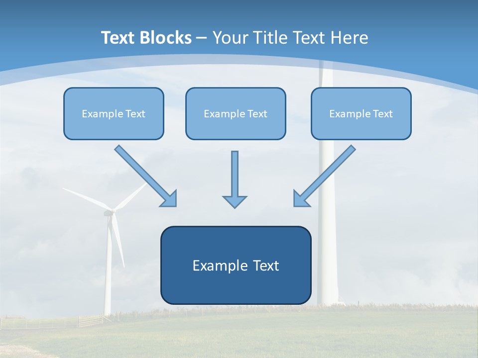 Beautiful Green Meadow With Wind Turbines Generating Electricity PowerPoint Template