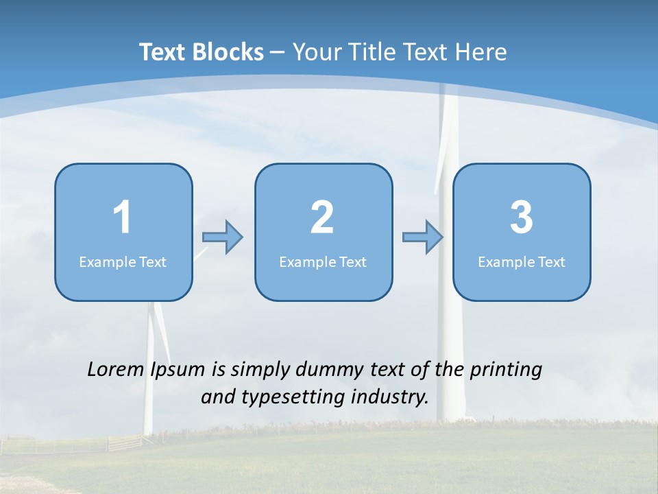 Beautiful Green Meadow With Wind Turbines Generating Electricity PowerPoint Template