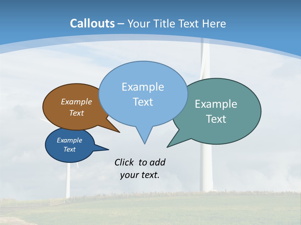Beautiful Green Meadow With Wind Turbines Generating Electricity PowerPoint Template